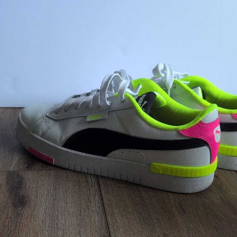 Puma White Black Sneakers with Neon Accents